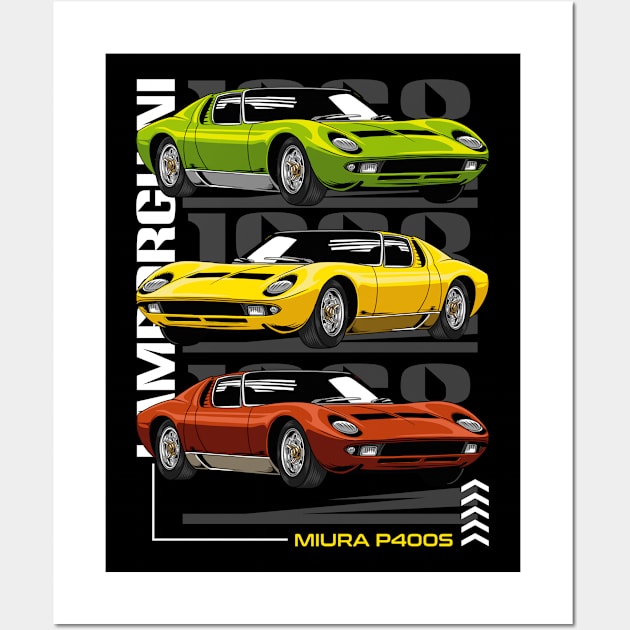 Retro Miura Exotic Car Wall Art by milatees